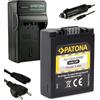 PATONA Set 3in1 Caricabatteria + Batteria CGA-S006 per Lumix DMC-FZ7 FZ8 | Ricambio per Panasonic CGA-S006E / CGR-S006, adatto anche a Lumix FZ30 FZ50, carica da rete, auto e USB