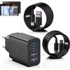 ROCKETEK Caricatore USB-C da 40 W, 4 porte PD+QC 3.0, multiporta Brick tipo C, con cavi USB A e USBC, confezione da 2 connettori da parete per iPhone 17/16 serie, MacBook, iPad, Galaxy