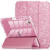 INFILAND Custodia per iPad mini 7 (A17 Pro), iPad mini 6, iPad mini di 7ª / 6ª generazione 2024/2021, 20,6 cm (8,3), Glitterata, Carina, Trasparente, con Porta Penna, per Bambini e Ragazze, Rosa