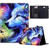 TEDTIKJT Custodia per Samsung Galaxy Tab S4 10.5 2018 SM-T830 T835 - Cover Libro in PU Pelle con Supporto e Protezione Flip per Tablet - Lupo Stellato