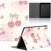 Stradvnaly Tablet Cover per Lenovo Tab M10 3e Génération 10,1TB-328FU/328XU,Carino Cartoon Fiocco Rosa Ciliegia Modello Cover con Funzione Pelle PU Holder Flip con Antiurto Kawaii Protezione Case