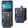 FTRONGRT Cover per Motorola Razr 40 Ultra, Struttura in Fibra, PC, con Portacarte, Supporto per il Polso, Antigraffio, Anticaduta Custodia Protettiva per Motorola Razr 40 Ultra.Nero
