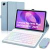 HLTOOP Custodia con Tastiera per Lenovo Tab M10 Plus 3rd Gen 10.6 2022 (TB125FU /TB128FU /TB128XU), Tastiera Retroilluminata A 7 Colori Con Mouse, Cover Posteriore in Morbido TPU,Blu