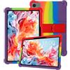 Generic Generisch Silikon-Tablet-Schutzhülle für ODEA A10 25,7 cm (10,1 Zoll) mit vollst?ndiger Abdeckung, sto?fest, kratzfest, verstellbarer St?nder und Kameraschutz, Regenbogen