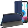 ebestStar - Cover per Realme Pad mini 8.7 (2022), Custodia Protezione Flip Magnetica, Slim Case Sottile Pelle PU, Blu scuro + Vetro Temperato