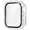 Generic Custodia a doppia fila diamantata compatibile con Apple Watch 46, 45, 44, 42, 41, 40 mm, con pellicola protettiva integrata per lo schermo per serie 11/10/9/8/7/6/5/4/3 (trasparente, serie 7/8/9, 45