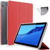 N NEWTOP Cover Compatibile per Huawei Mediapad T5 10.1, Custodia Flip Smart Libro TPU Back Front Ultra Sottile Leggera Stand Supporto Funzione Wake/Sleep Simil Pelle (Rossa)