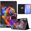 LSPCASA Custodia per Samsung Galaxy Tab S10 FE Plus da 13,1 pollici, in pelle PU, con scomparti per carte di credito e funzione leggio, per Samsung Galaxy Tab S10 FE+, colore tigre
