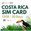 BeachSIM Carta SIM Costa Rica 30 giorni | 12 GB di Dati Solo a Velocità 4G/5G | Roaming 0 In Più di 9 Paesi dell'America Latina | Attivazione Rapida | Funziona Su dispositivi iOS e Android