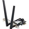 ASUS PCE-AXE5400, Adattatore WiFi 6E PCIe, Banda 6 GHz, Nero | 2 Antenne Esterne Regolabili, 160MHz, Bluetooth 5.2, Sicurezza di Rete WPA3, OFDMA e MU-MIMO