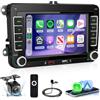 Hodozzy Autoradio per VW Polo Passat Caddy Golf Jetta Beetle Tiguan Touran | 7 Pollici Touch Screen Stereo 2 Din per Volkswagen Seat Skoda con Carplay Android Auto Wireless, Bluetooth, Radio AM/FM/RDS