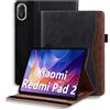 ONETHEFUL Custodia Protettiva per Xiaomi Redmi Pad 2 11 (2025) | in Pelle PU | Apertura Magnetica a Coperchio | Supporto Regolabile | 2 Slot per Carte | Sveglia Automatica | Nero