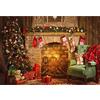 Aoihrraan 1,5x1m Natale Camino Sfondo Albero Di Natale Calzino Regalo Mattoni Caldo Camino Divano Parete In Legno Tappeto Rosso Fondali Fotografia Capodanno Festa Bambini Adulti Ritratto Foto
