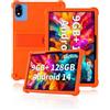 Generic Custodia protettiva per tablet DOOGEE U10 da 10, in morbido silicone, delicata sulla pelle, con supporto regolabile, arancione