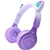 Joso Cuffie Bluetooth per Bambini, cablato/Senza-Fili Cuffie Over-Ear con microfono/illuminazione LED, Limitatore audio a 85 dB, Cuffie On-Ear pieghevoli per scuola/scrivania/PC/Kindle (viola)