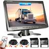 Realdio Set Doppia Retrocamera, Monitor HD Rear View 7 Pollici | Visione Notturna Potenziata, Impermeabile, Cavo Stabile e Immagine a Colori per Camper, Camion, Bus e Rimorchio