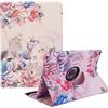 Xsltkby Custodia Cover per iPad 9.7 2018 2017/ iPad Air 2/ iPad Air - 360 Gradi di Rotante Cover Protettiva Case con Funzione di Auto Svegliati/Sonno per iPad 9.7 6/5 Generazione (Peony Flower)