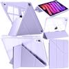 A-BEAUTY Custodia Compatibile con iPad mini (A17 Pro, Modello 2024, 7a Generazione) / mini 6 2021 con Portapenne, Chiaro Antiurto, Supporto Pieghevole a Y 6 in 1, Auto Svegliati/Sonno, Viola