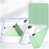 Rosbtib Custodia per iPad Air 11 (M3/M2 2025/2024), iPad Air 5/4, iPad Pro 11 Tutti i modelli, Coperchio del supporto pieghevole a più viste, pannello posteriore trasparente con portapenne, Verde