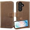 Lensun Cover in Pelle Vera per Samsung S26+ Plus- Marrone Scuro Retrò | Custodia in Vera Pelle [Blocco RFID] Libro con Portafoglio Chiusura Magnetico Custodie Cuoio