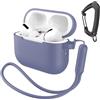 Generic Compatibile con custodia per AirPods Pro 3 con portachiavi/cinturino da polso, Pro 3a generazione [2025], custodia protettiva in silicone antiurto per cuffie, supporto ricarica wireless, viola lavanda
