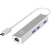LevelOne LEVEL ONE USB-0504 - Adattatore di Rete Gigabit USB-C con hub USB USB-C -> RJ45 10/100/1000,3 x USB 3.0, 0,15 m