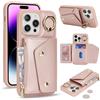 Lipvina Per iPhone 14 Pro Max,Custodia per telefono con spazio per carte di credito per donne. Custodia con fessura per carte di credito. Portafoglio con zip per uomini - Rosa