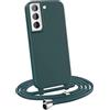 MyGadget Cover per Samsung Galaxy S21 FE - Custodia con Corda - Case con Cordino Opaca Antiurto/Bumper con Laccio/Tracolla - Practical Stylish per Collo Verde Scuro