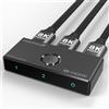 Fosmon Switch HDMI 8K Bidirezionale Selettore HDMI 2.1 Splitter 48Gbps | Compatibile con PS5, Xbox, Apple TV, PC. 2 in 1 Out 1 in 2 Out Supporta 8K 60Hz 4K 120Hz HDR10+ HDCP 2.3 Alta Velocità