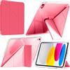 A-BEAUTY Custodia Compatibile con iPad (A16) 11a/10a Generazione (2025/2022) Cover Trasparente Antiurto con Portapenne & Staffe Adattatore, Supporto Trifold 6 in 1 a Forma di Y, Anguria Rossa