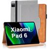 Vkooer Custodia per Xiaomi Mi Pad 6/Mi Pad 6 Pro 11'' 2023 Cover Protettiva Pelle PU con Tasca Frontale, Auto Attivazione/Standby con Pencil Holder, Supporto Funzione Flip Tasca Case - Grigio