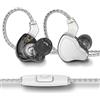 Yinyoo KBEAR KB2208 Auricolari con cavo, comodi auricolari in-ear con microfono, punte ergonomiche, cancellazione del rumore con cavo staccabileper musica e sport (argento, con microfono)
