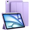 EspZanthic Cover per iPad Air 11 M4/M3/M2, Air 5a/4a Gen 10,9 Custodia Viola Lilla | Pencil Portapenne Tablet Sottile Tri Pieghevole Supporto TPU Flessibile Retro Trasparente Auto Wake Sleep Protezione Antiurto