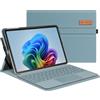 FINTIE Custodia per Microsoft Surface Pro 12 Pollici 1a Edition (2025), [Multi-angli] Portfolio Business Cover con Tasca e Portapenne, Compatibile con Tastiera Type Cover, Blu