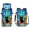 Generic Borsa a tracolla per gatti, borsa a tracolla leggera con motivo floreale colorato, impermeabile, per smartphone, per viaggi, regalo di compleanno per donne