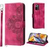 Auslbin Custodia con Fiori Compatibile con Redmi Note 10 4G/Note 10S 4G/Poco M5S 4G, Custodia in PU Vintage con 5 Scomparti per Carte Compatibile con Note 10 4G, Rosso