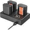 SMALLRIG Kit 3x NP-FZ100 1940mAh Caricatore LCD - 6016 | Caricabatterie LCD a Triplo Slot, Kit Batteria NP-FZ100 per Fotocamera, 3 Batterie da 1940 mAh