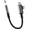 zoyuzan Adattatore da Lightning a Jack USB C Aux Cavo auricolare 3,5 mm audio auto jack jack jack per iPhone 17 16 15 14 13 Pro Max compatibile con Samsung S25 S24 per Apple iPad