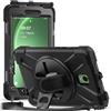 Fonrest Custodia robusta per Samsung Galaxy Tab Active5 5G 8'' (SM-X300/X306B 2024)/Active 3 T570/T575 con cavalletto girevole a 360°, copertura resistente agli urti con tracolla (nero)