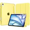 MoKo Cover per iPad Air 11 Pollici (M4/M3/M2) 2026/2025/2024 con Portapenna | Cover per iPad Air 5a/4a Gen 10,9 2022/2020, Custodia iPad Air Trifold Leggera con Retro PC Rigido Traslucido, Giallo Avena