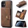 HERCN PU Custodia in Pelle per iPhone 11 6.1;Porta Carte Rimovibile -Cavalletto -Cover per Cellulare Funzionale con Piccolo Portafoglio Magnetico Unico. (Marrone)