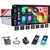 Inefala Autoradio 1 Din con Schermo da 6,9 Pollici, Wireless Carplay e Android Auto, Touch Screen Stereo Auto Bluetooth con Mirror Link USB/Type-C Radio Radio FM SWC Telecamera Posteriore Mic