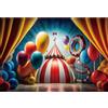 YongFoto 2,5x1,8m Circo Sfondo fotografico Tenda Rossa Palloncino Pavimento In Legno Tenda Palcoscenico Foto sfondo per bambini Notte di Carnevale Oggetti di scena per servizi fotografici in studio
