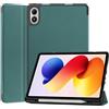 YRH Custodia per Redmi Pad 2 Pro con portapenne 12.1 pollici 2025, cover posteriore in TPU per tablet Xiaomi Redmi Pad 2 Pro 5G (verde scuro)