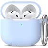 Generic Custodia per AirPods 4 2024, custodia protettiva in morbido silicone per Apple AirPods di 4a generazione, per donne e uomini, custodia per AirPod 4, accessori con portachiavi, azzurro