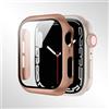 Generic Compatibile con Apple Watch Series 10/9/8/7/6/5/4 40/41/44/45/42/46 mm, dotato di una pellicola protettiva in vetro temperato e una custodia rigida in PC per una protezione completa (oro rosa, 44 mm)
