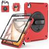 Miesherk Custodia per iPad Air 13 2025/2024 7a/6a Generazione: Case Cover Protezione completa del corpo di grado militare-Proteggi Schermo-Portapenne-Cavalletto Girevole-Tracolla da Mano/Spalla-Rosso