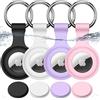 Joremx per AirTag Portachiavi, 4 Pack (Nero+Bianco+Viola+Rosa) | Impermeabile IPX8, Silicone Porta per AirTag di 1ª e 2ª Gen, Segnale Inalterato, Attaccare a Chiavi/Valigie/Collari per Cani
