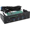 Dioche Cruscotto Lettore di Schede Interno Multifunzione da 3,5 Pollici - USB 3.0 con 6 Slot per Schede, Porte ESATA e USB .1 per un Trasferimento Rapido dei Dati - Ideale per Fotografi e