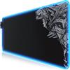 TITANWOLF RGB Tappetino per Mouse da Gioco XXL, Mouse Pad Gaming 800x300mm, 11 LED Colori e Effetti di Luce, Precisione e velocità, Lato Inferiore gommato, Lavabile, per Computer PC e Laptop